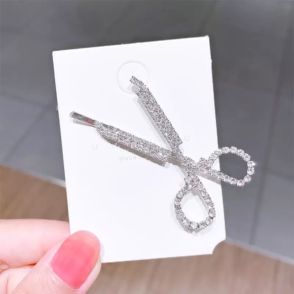 Diamond encrusted Scissors Hair Pin - Picture 3 of 5